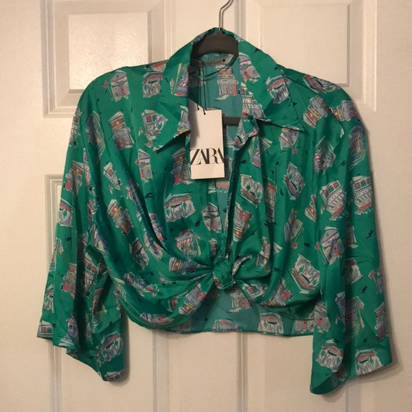 NWT Zara knotted printed top - Picture 2 of 5